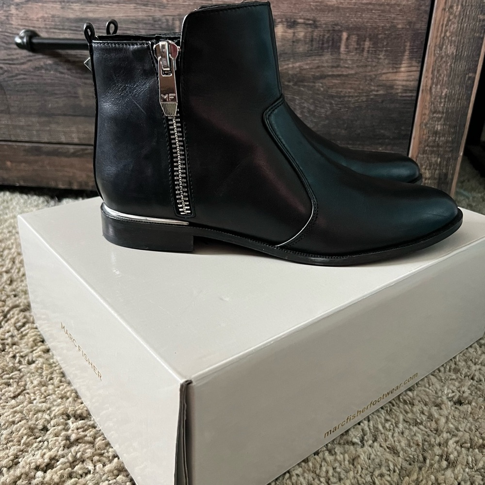 Marc Fisher Black Ankle Booties with Metallic Accents